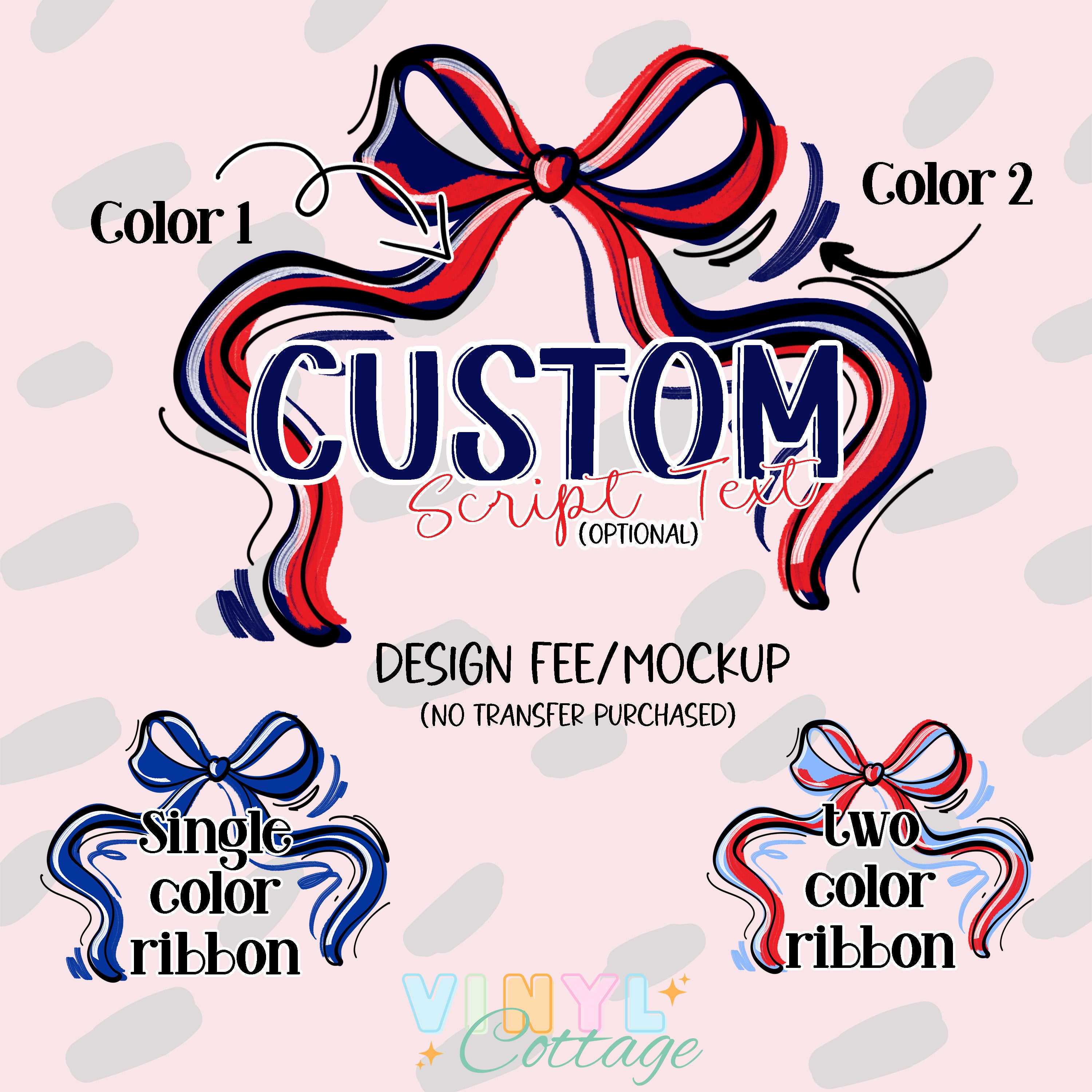 Design Fee/Mockup ~ Personalized Ribbons ~ 25SAG – Vinyl Cottage