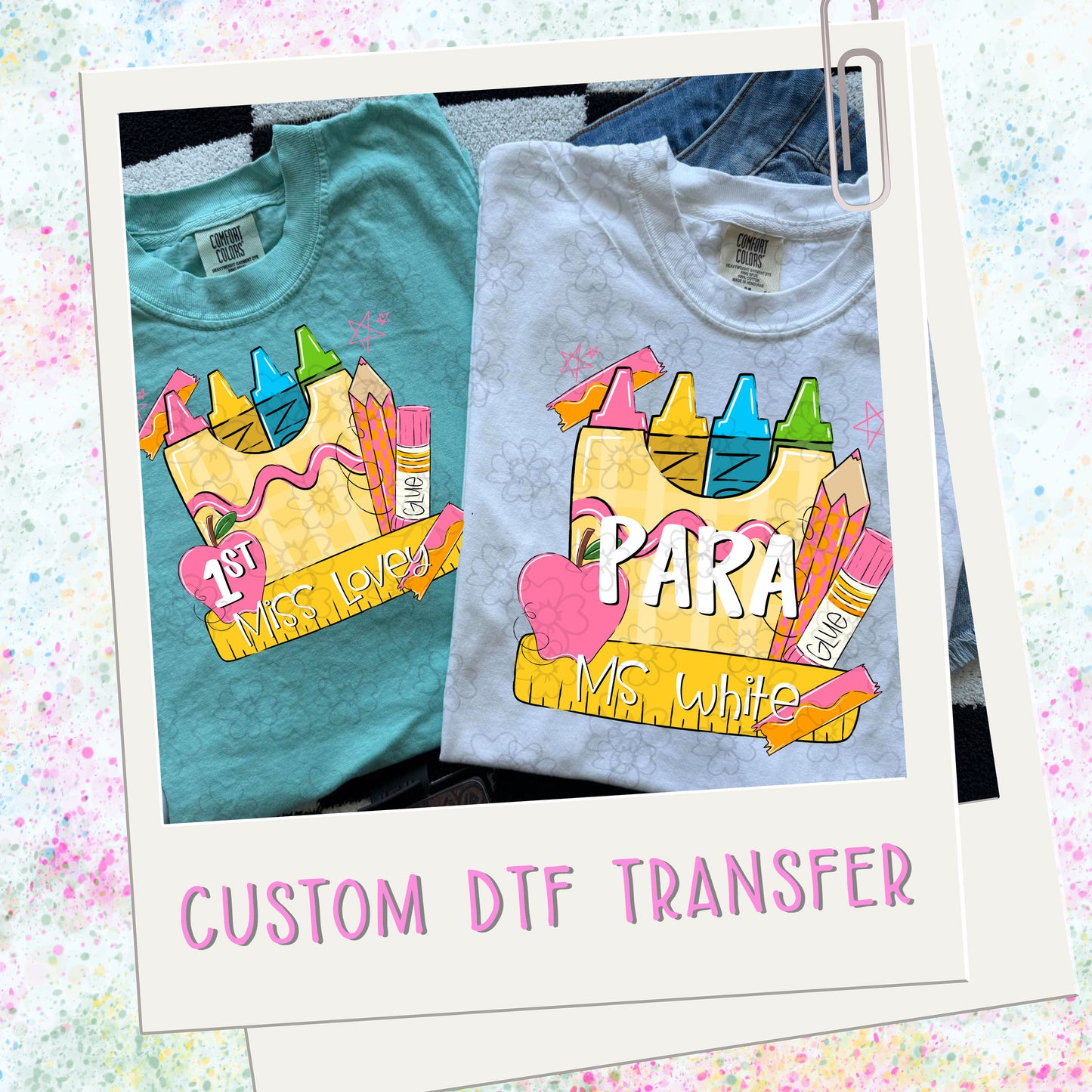 Custom Back To School Crayon Box  ~ 26SAG ~ DTF Transfer