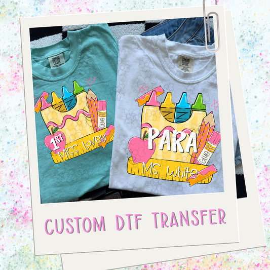 Custom Back To School Crayon Box  ~ 26SAG ~ DTF Transfer