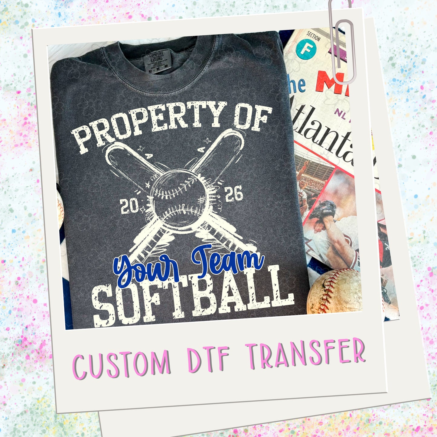 Property of Custom Mascot Baseball/Softball ~ SAG26 ~ DTF Transfer