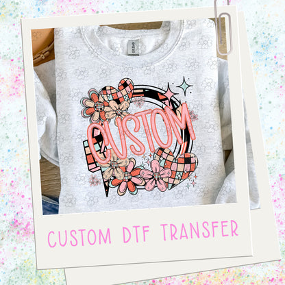 Custom Daisy Hearts Name  ~ 26SAG ~ DTF Transfer
