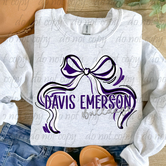 Davis Emerson Bulldogs ~ Ribbon Mascots/Names ~ 25SAG ~ DTF Transfer