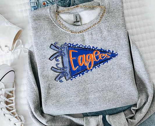 Eagles Royal and Orange Prepster Pennant ~ 25SAG ~ DTF Transfer