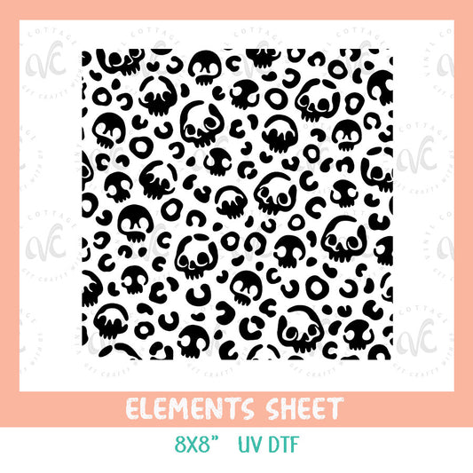 EL23 ~ Leopard Skull ~ UV DTF Element Sheet