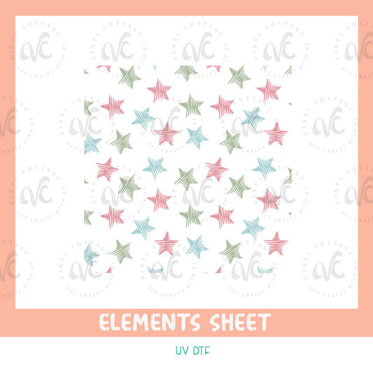 EL17 ~ Pastel Stars ~ UV DTF Element Sheet