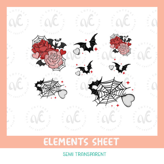 EL26 ~ Batty Valentine ~ UV DTF Element Sheet
