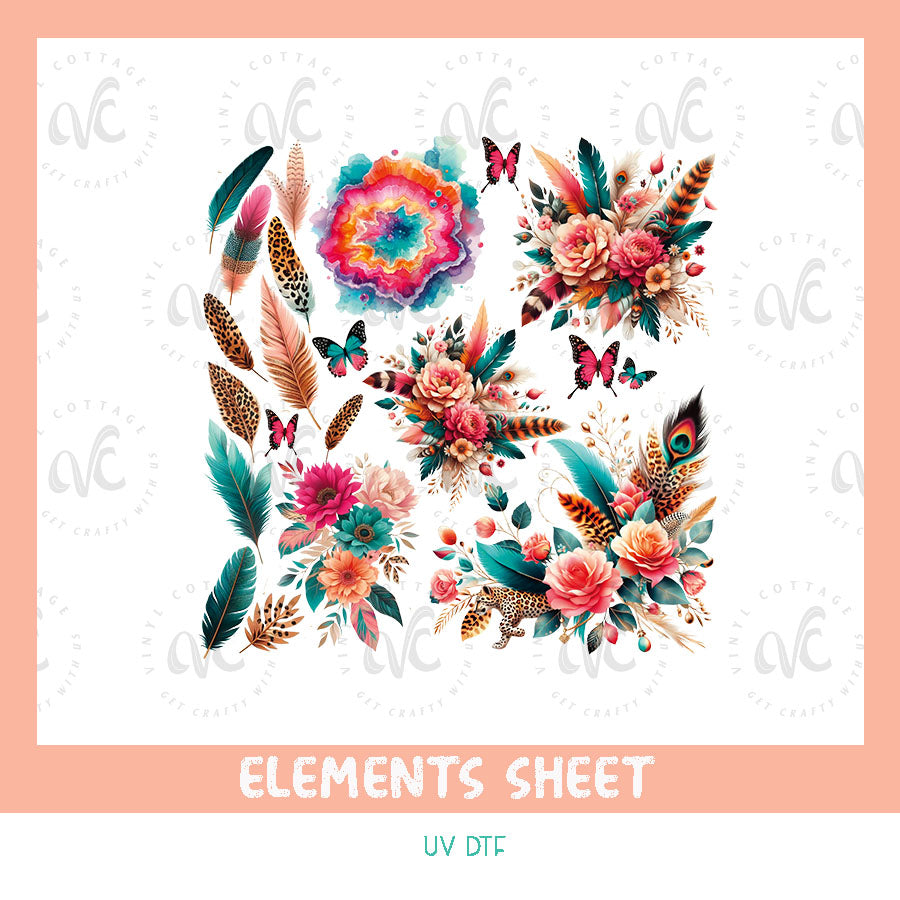 EL32 ~ Boho Brights ~ UV DTF Element Sheet