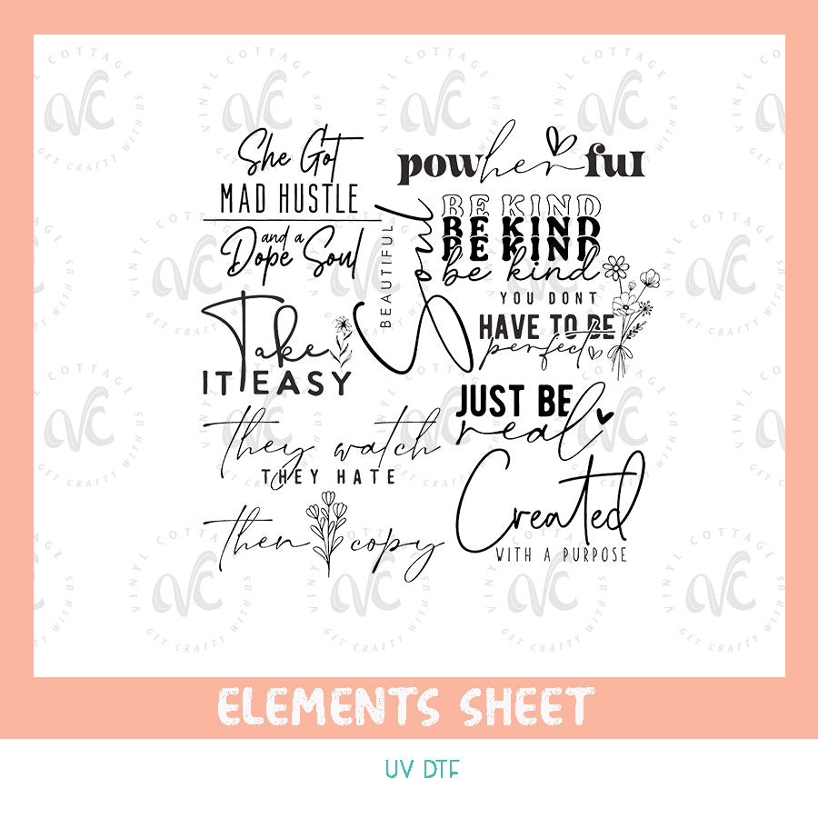 EL33 ~ Decal Sheet ~ UV DTF Element Sheet
