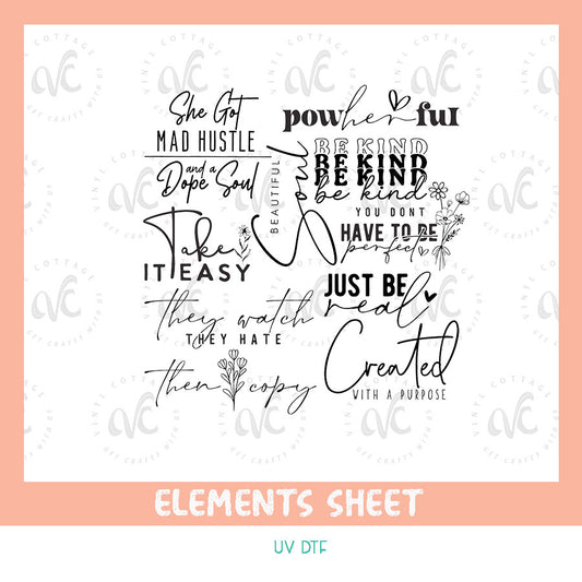 EL33 ~ Decal Sheet ~ UV DTF Element Sheet