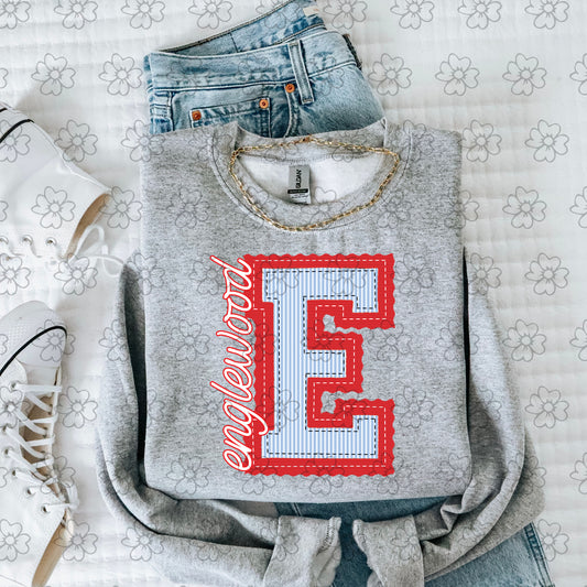 Englewood Red and Columbia Prepster ~ 25SAG ~ DTF Transfer