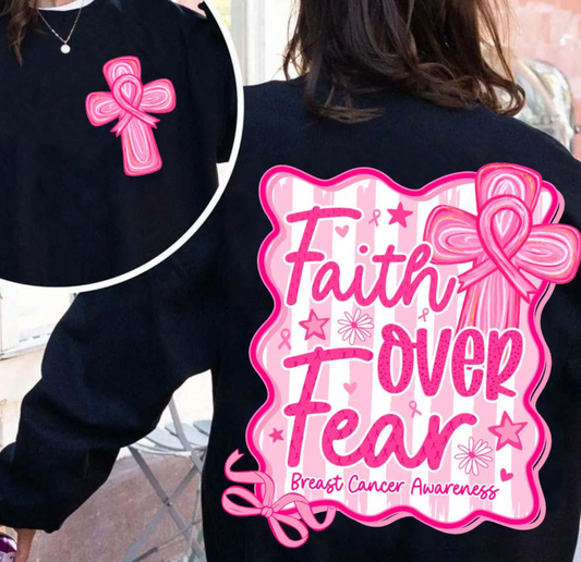 Faith Over Fear Breast Cancer Awareness with Pocket Design ~ 25ETS08 ~ DTF Transfer