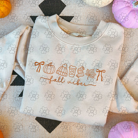 Fall Vibes Line Art ~ 25ETS09 ~ DTF Transfer