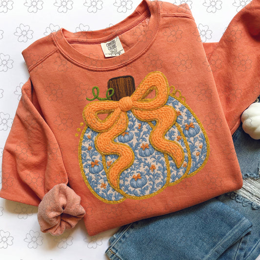 Faux Yarn Pumpkin ~ 25ETS10 ~ DTF Transfer ~ THRIFTY THURSDAY