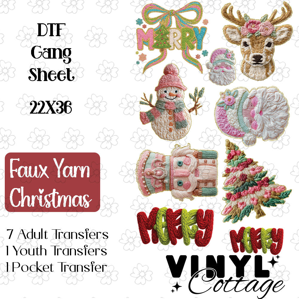 Faux Yarn Christmas ~ Pre-Built Gang Sheet