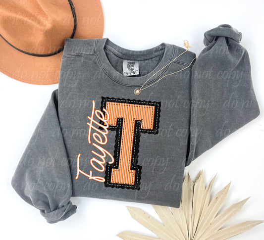Fayette T Black and Orange Prepster ~ 25SAG ~ DTF Transfer