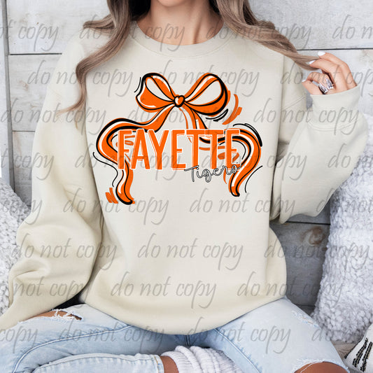 Fayette Tigers ~ Ribbon Mascots/Names ~ 25SAG ~ DTF Transfer