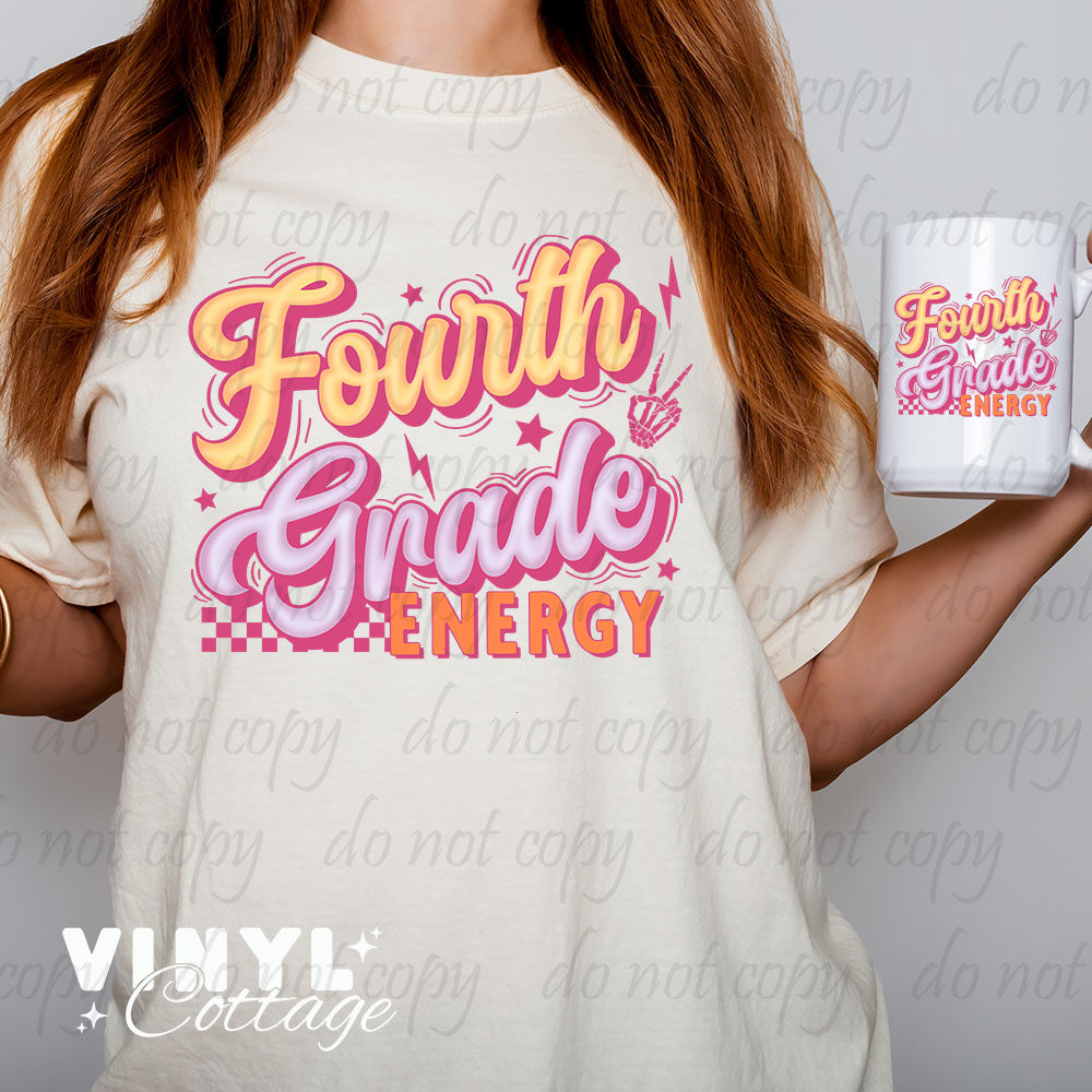 School Grade Energy Pink ~ Multiple Grades Available ~ DTF Transfer