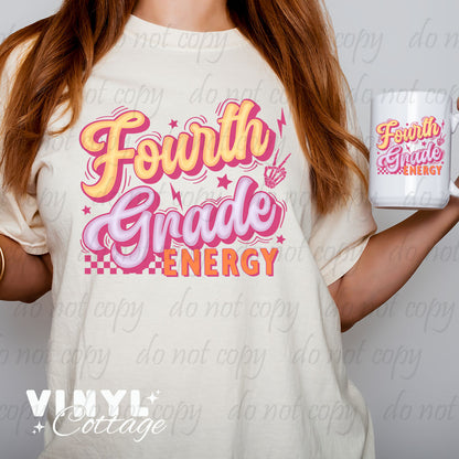 School Grade Energy Pink ~ Multiple Grades Available ~ DTF Transfer