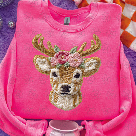 French Knot Deer ~ 25SAG ~ DTF Transfer