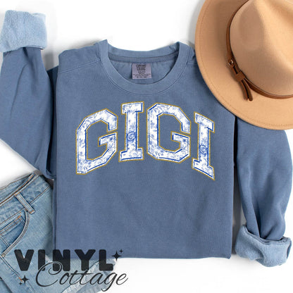 Gigi Blue Toile ~ DTF Transfer
