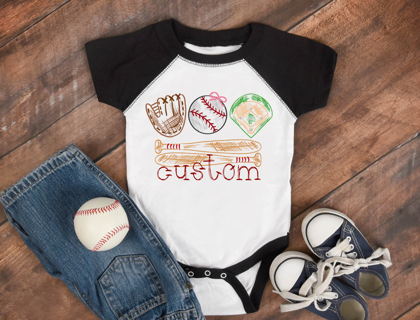 Girl's Baseball Scribble ~ DTF Transfer