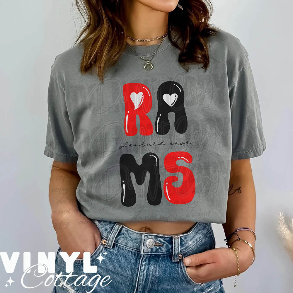 Glenbard East Rams ~ Bubble ~ DTF Transfer – Vinyl Cottage