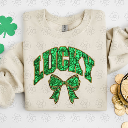Faux Glitter Lucky Bow ~ SAG25 ~ DTF Transfer
