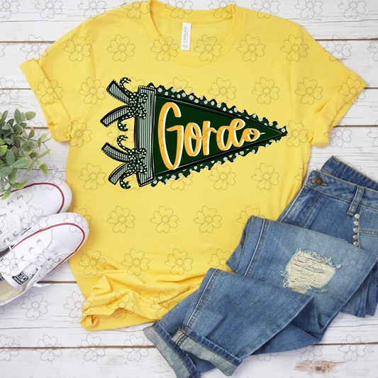Gordo Dark Green and Yellow Prepster Pennant ~ 25SAG ~ DTF Transfer