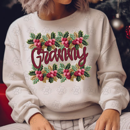 Granny ~ French Knot Christmas ~ SAG25 ~ DTF Transfer