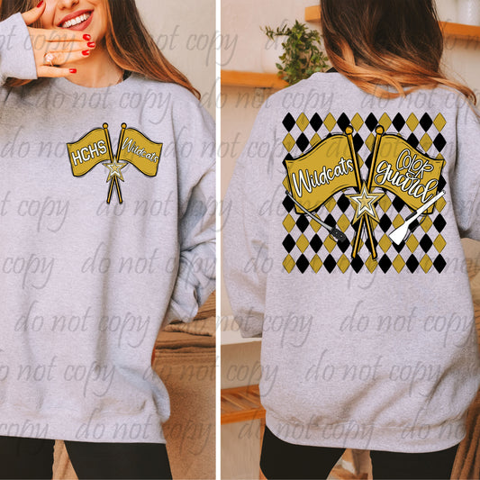 Hale County Wildcats Argyle Colorguard Back Design with Pocket Design ~ 25SAG ~ DTF Transfer