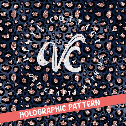 HG16 ~ Blush and Navy Leopard Holographic Vinyl and UV DTF Decal FREEBIE