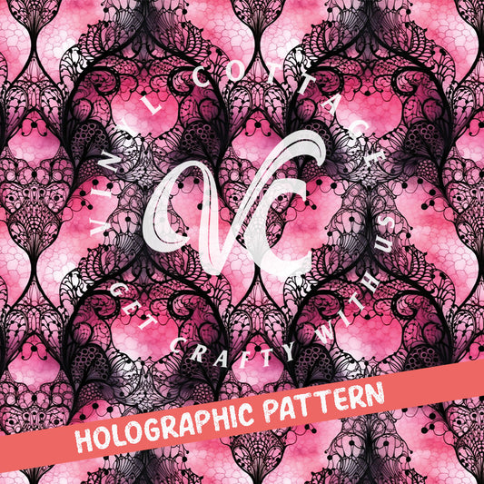 Pink with Lace ~ Holographic Vinyl ~ HG70