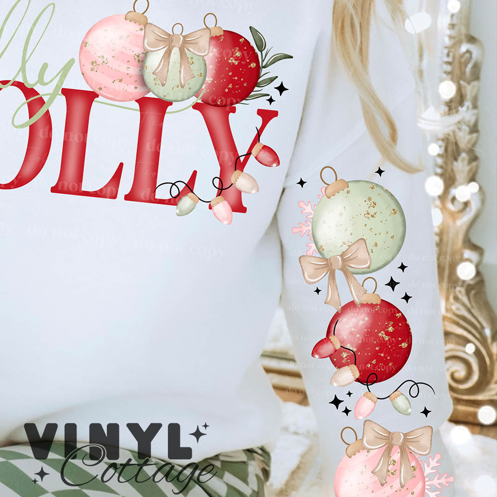 Holly Jolly ~ Sleeve Design Only ~ DTF Transfer