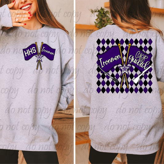 Holt Ironmen Argyle Colorguard Back Design with Pocket Design ~ 25SAG ~ DTF Transfer
