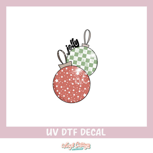 WC244 ~ UV DTF DECAL ~ Jolly Ornaments