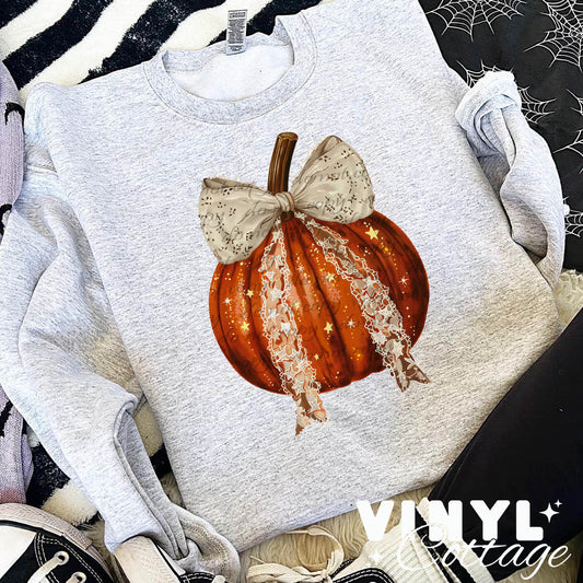 Lace Coquette Pumpkin ~ DTF Transfer