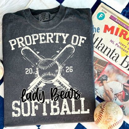 Property of Lady Bears Softball ~ SAG26 ~ DTF Transfer