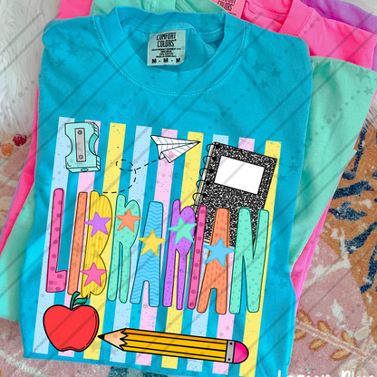 Librarian School Stripes ~ CCo26 ~ DTF Transfer