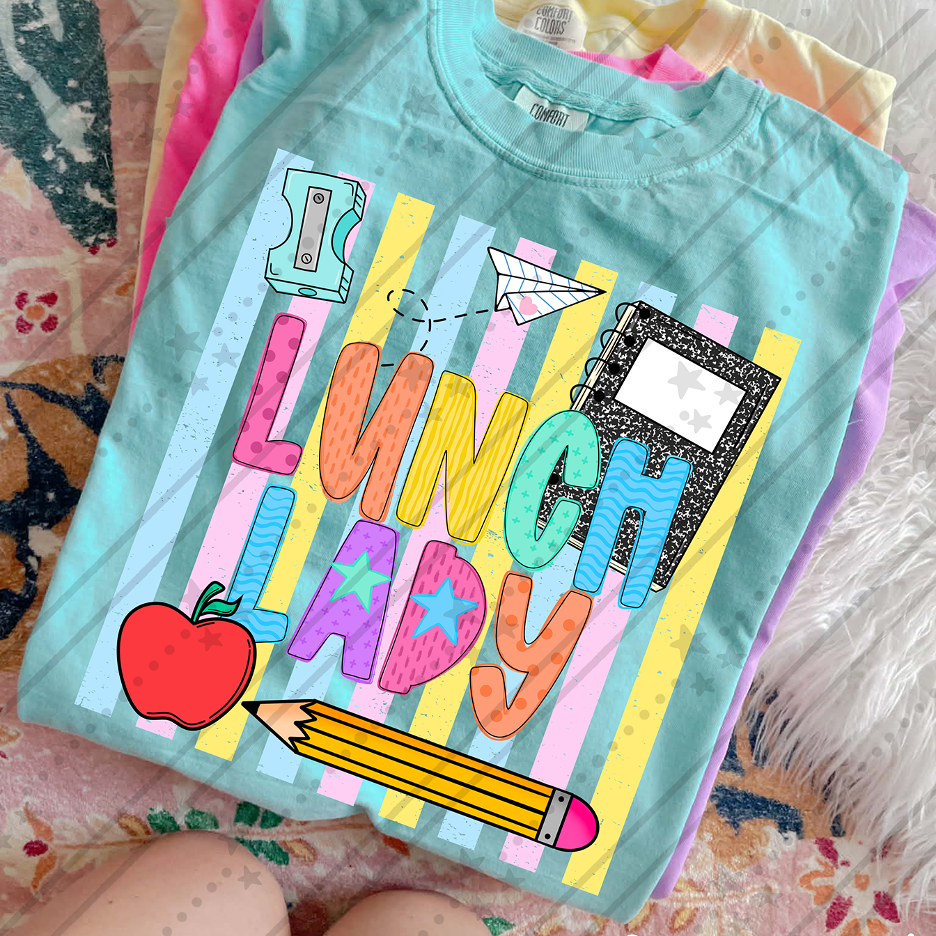 Lunch Lady School Stripes ~ CCo26 ~ DTF Transfer