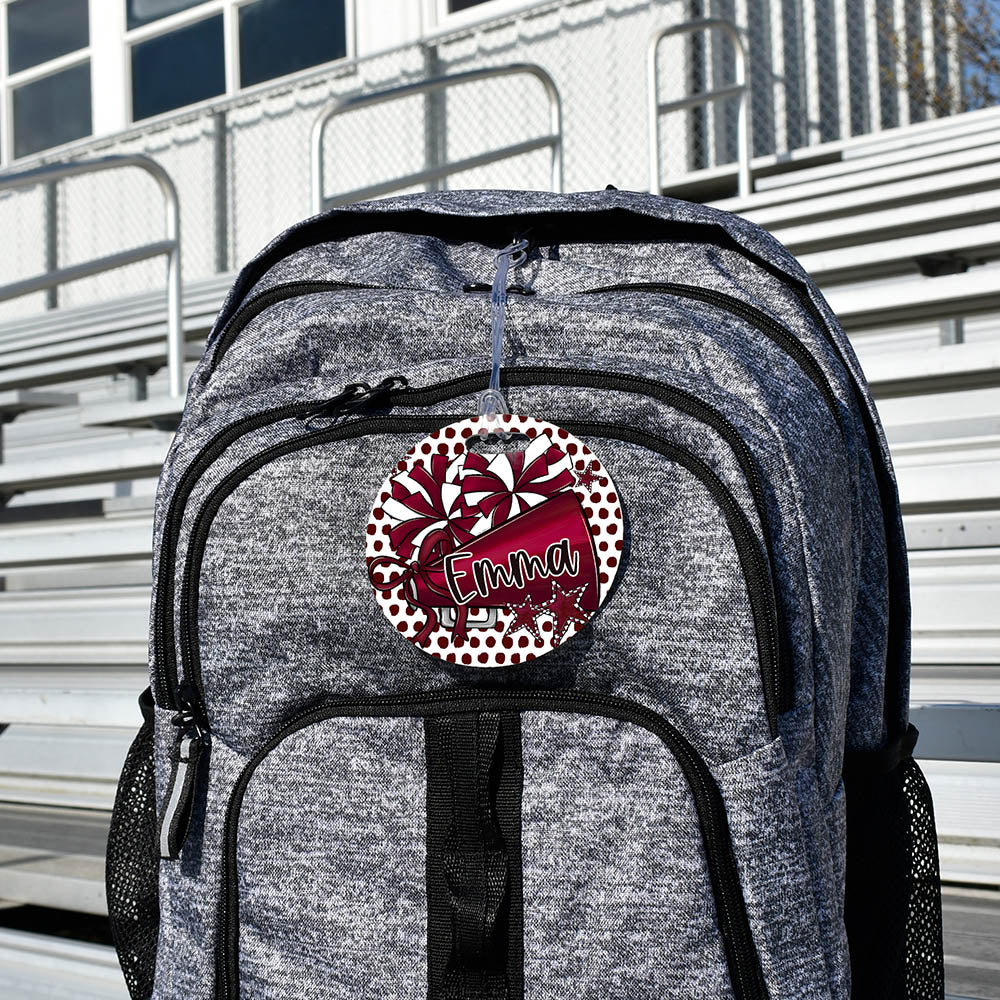 Cheer Megaphone Polka Dot Bag Tags