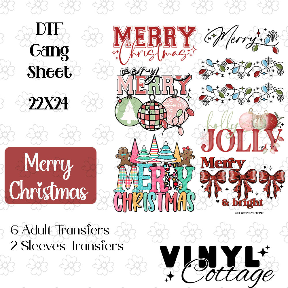Merry Christmas ~ Pre-Built Gang Sheet