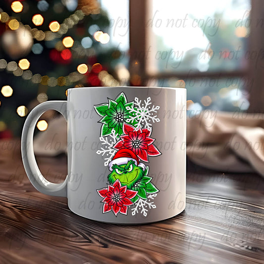 Mister Mean Poinsettia Tall Cluster ~ UV DTF DECAL