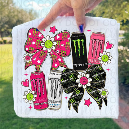 Bows and Beverages Monster ~ UAC25 ~ DTF Transfer