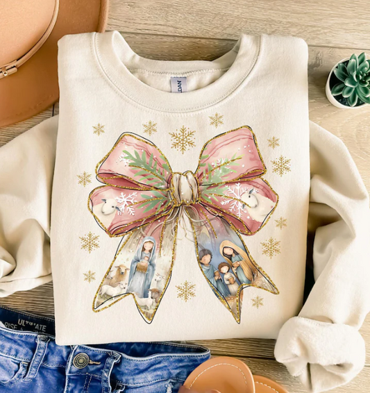 Nativity Coquette Bow ~ DTF Transfer