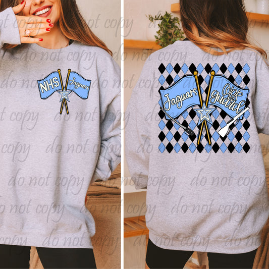 Northridge Jaguars Argyle Colorguard Back Design with Pocket Design ~ 25SAG ~ DTF Transfer