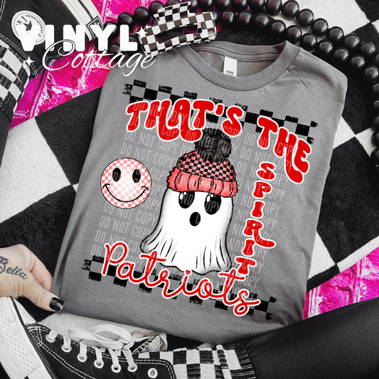 Patriots Spirit Ghostie ~ Red ~ DTF Transfer