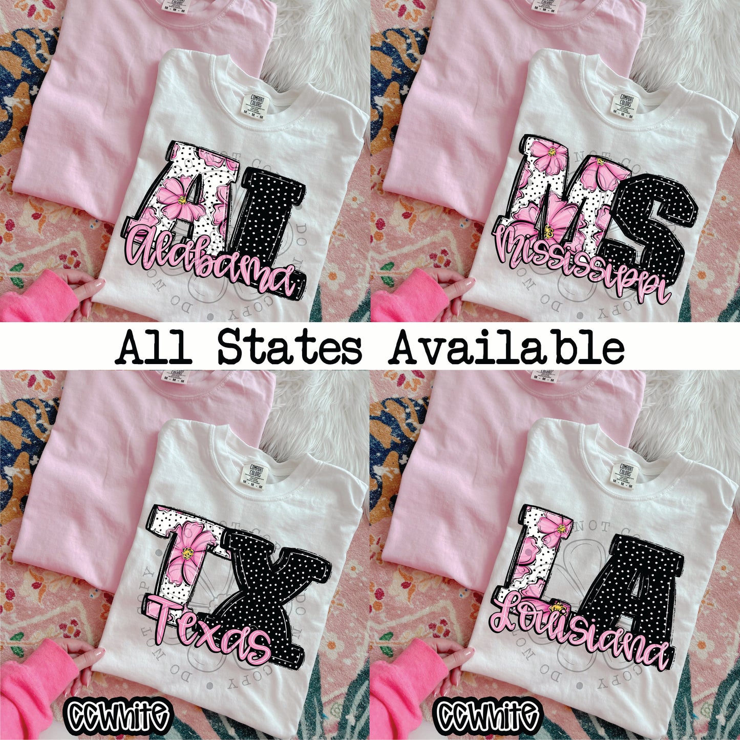 Pink Floral States ~ DTF Transfer