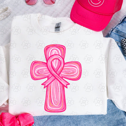 Pink Ribbon Cross ~ 25ETS08 ~ DTF Transfer