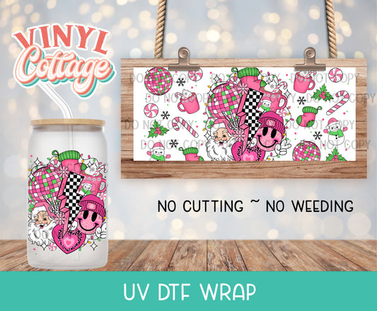 62UV ~  UV DTF Wrap ~ Pink Retro Christmas