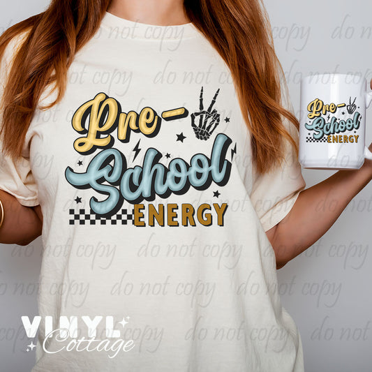 School Grade Energy Yellow and Blue ~ Multiple Grades Available ~ DTF Transfer